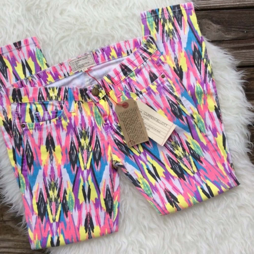 NWT current/Elliot neon arrow jeans